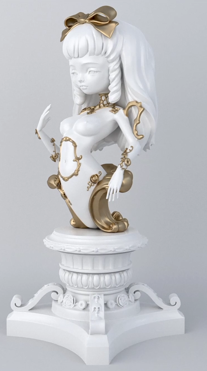La Dauphine Sculpture White/Gold