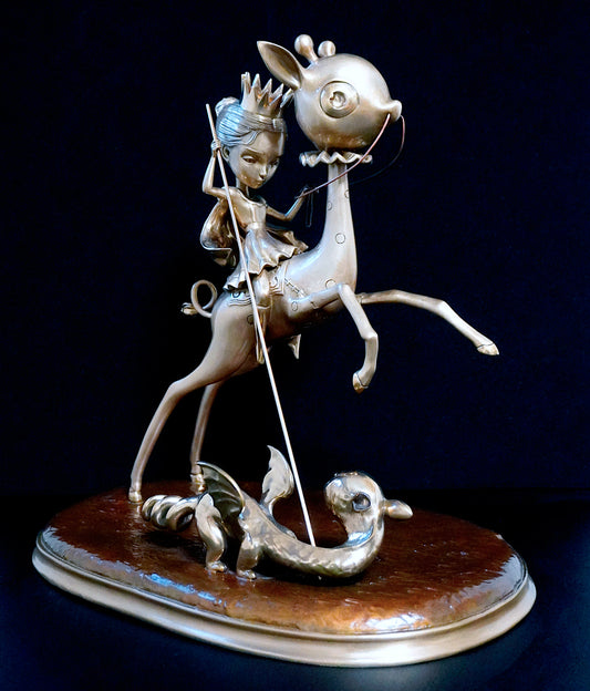 The Princess and the Prey Polished Bronze Sculpture