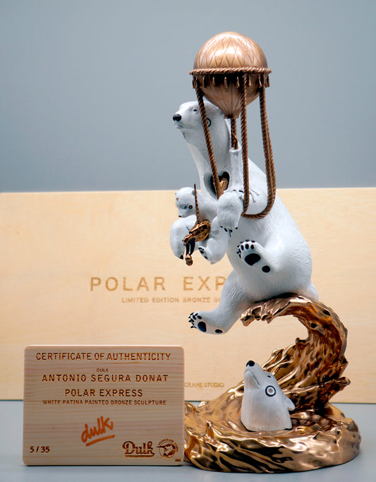 Polar Express White Patina Painted Bronze Sculpture - Ready to Ship