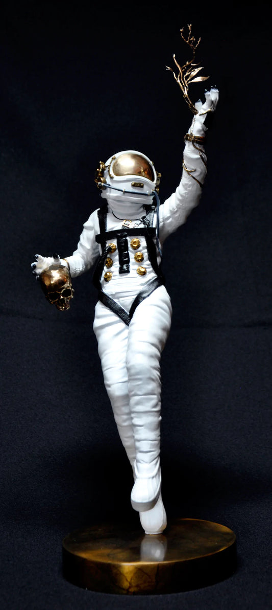 Original Drawing + Xlarge FOUNDATION Sculpture White Patina Painted Bronze