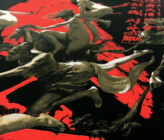 Departure of the Witches Kyosai Red Crow Screen Print