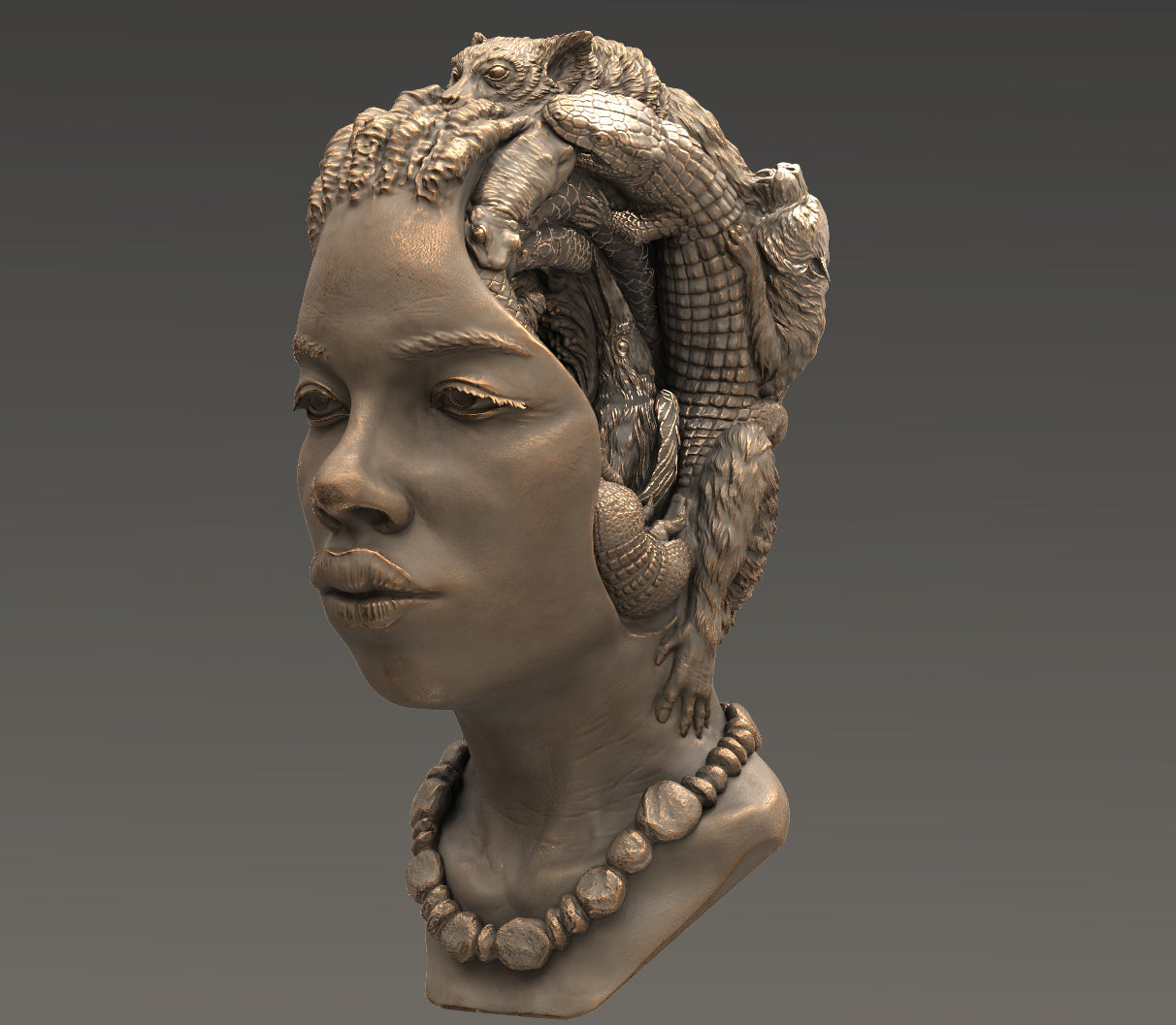 Consciousness Sculpture. Bronze colorway