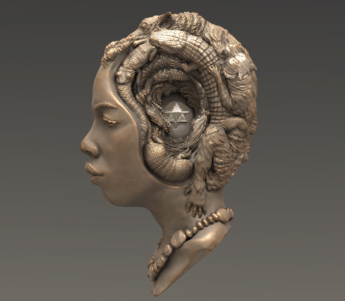 Consciousness Sculpture. Bronze colorway