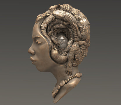 Consciousness Sculpture. Bronze colorway