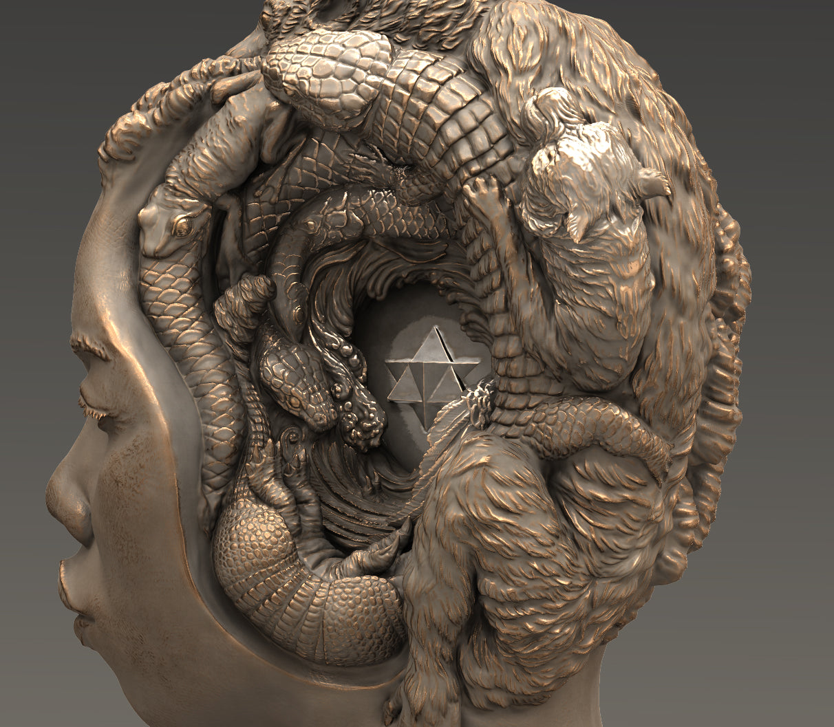 Consciousness Sculpture. Bronze colorway