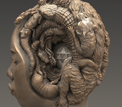 Consciousness Sculpture. Bronze colorway