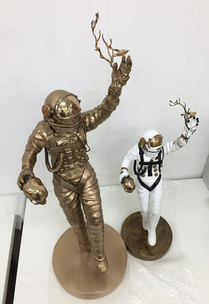 Original Drawing + Xlarge FOUNDATION Sculpture White Patina Painted Bronze