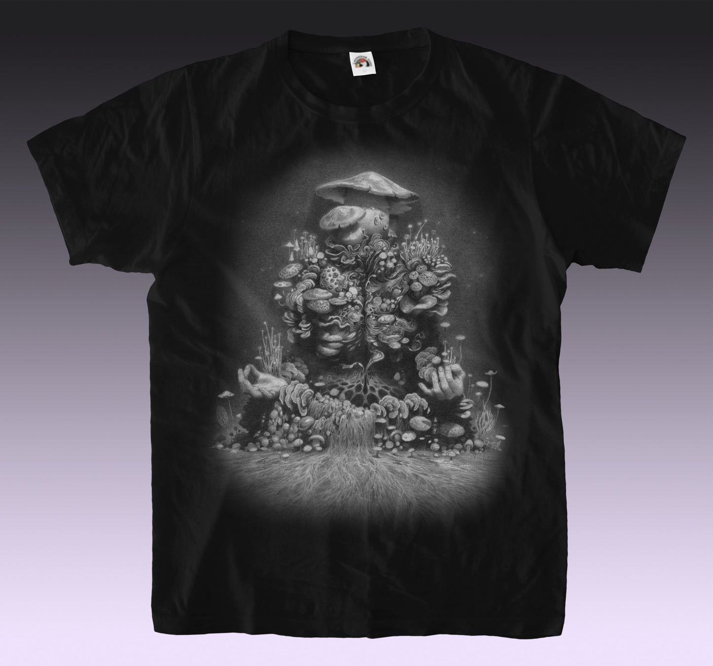Mycelial Man Organic T-shirt Black - Limited Stock Ready to ship