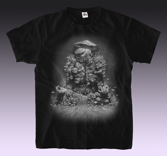 Mycelial Man Organic T-shirt Black - Limited Stock Ready to ship