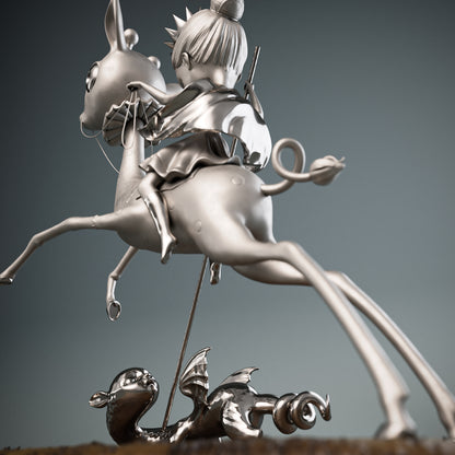 王女と獲物 磨かれたブロンズ彫刻