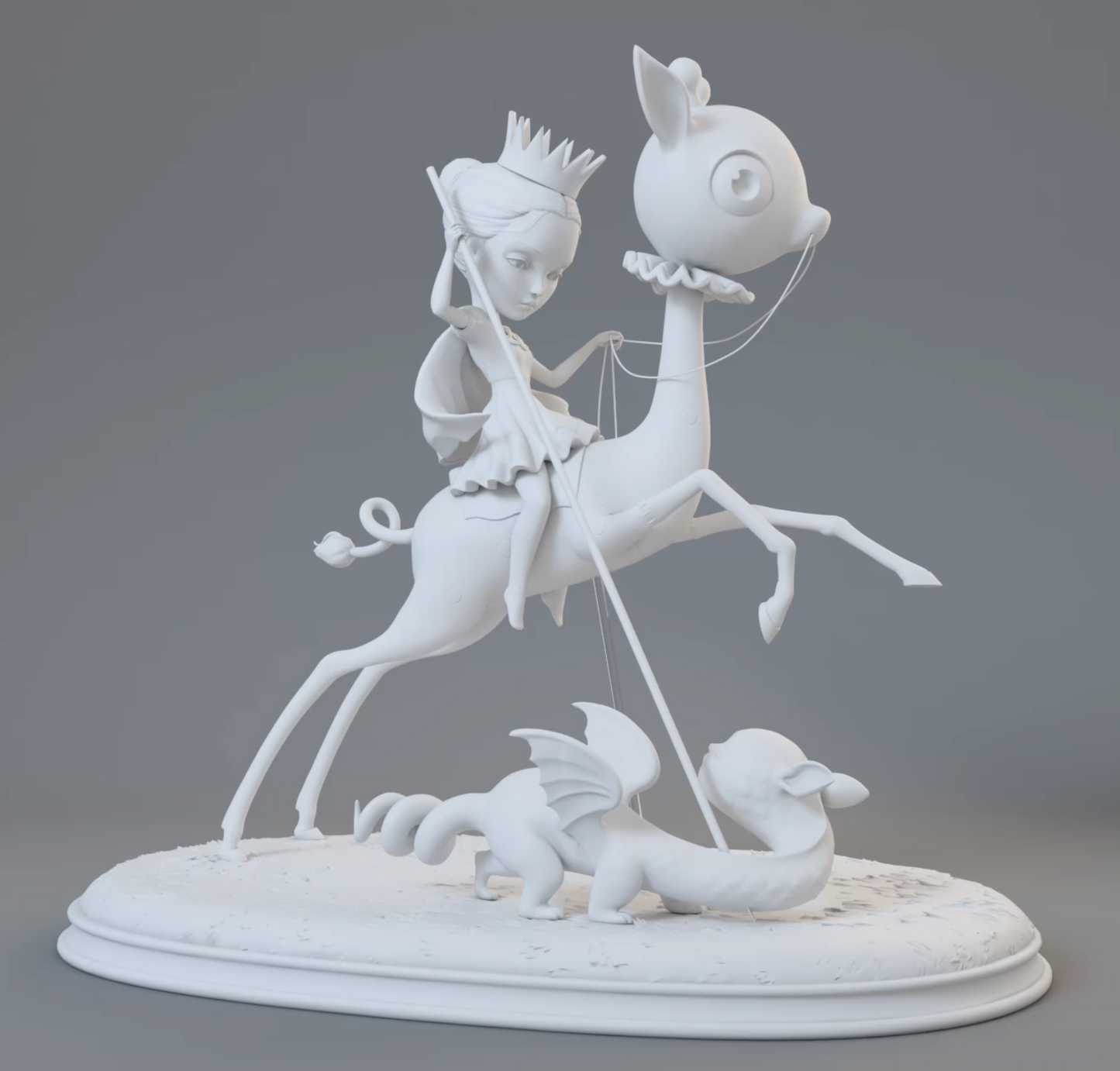 The Princess and the Prey Resin Sculpture White Colorway.