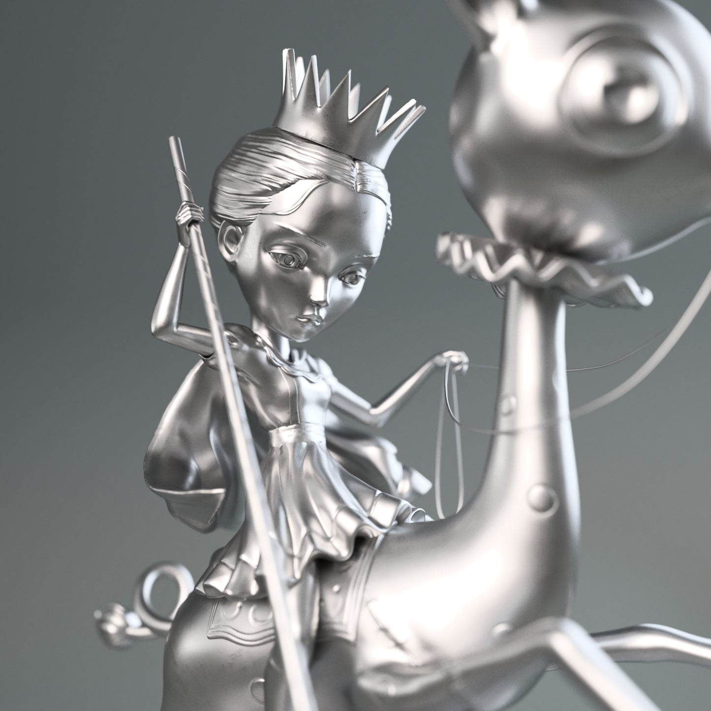 The Princess and the Prey Stainless Steel Sculpture Prototype 1 of 1