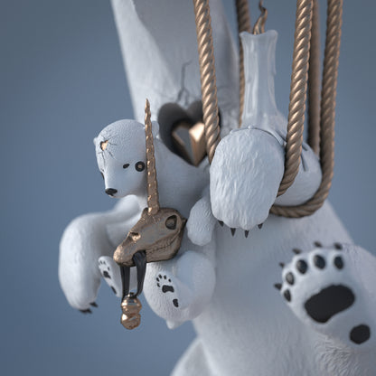 Polar Express ホワイト パティナ ペインテッド ブロンズ スカルプチャー - 発送準備完了