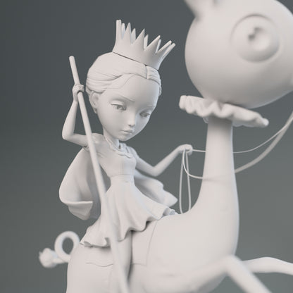 プリンセスと獲物の樹脂彫刻ホワイト カラーウェイ - 予約注文